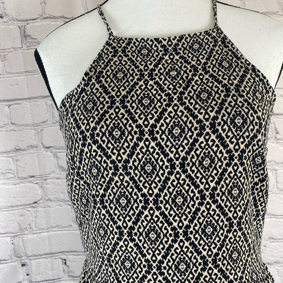 Maurice’s Boho Cream & Black Mini Dress Geometric Medium Aztec Print Summer - Picture 2 of 9